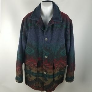 LL Bean Vintage Wool Mens Aztec Coat Size Large